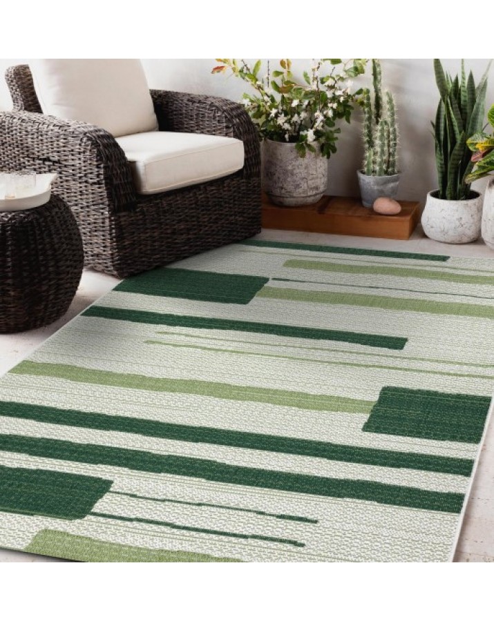 Žalias plokščio audimo kilimas Color