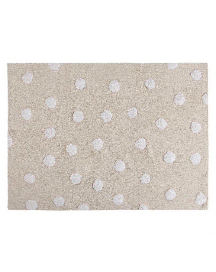 Kreminis skalbiamas kilimas su baltais taškučiais
