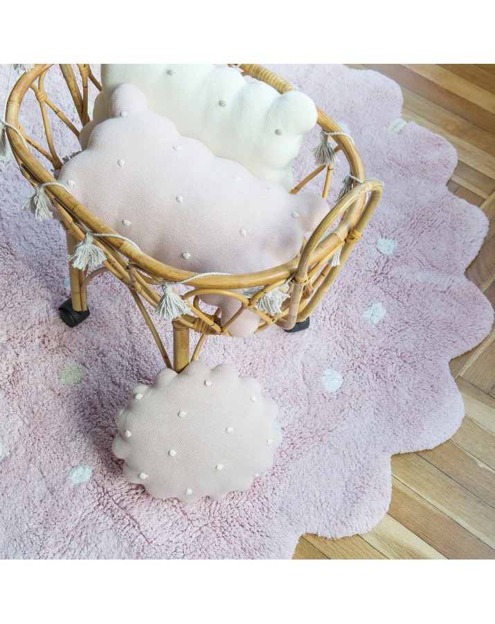 Rožinis skalbiamas kilimas Sausainiukas