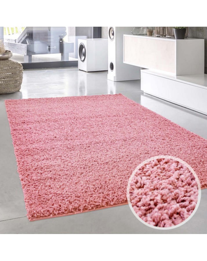 Rožinis minkštas kilimas "Shaggy"