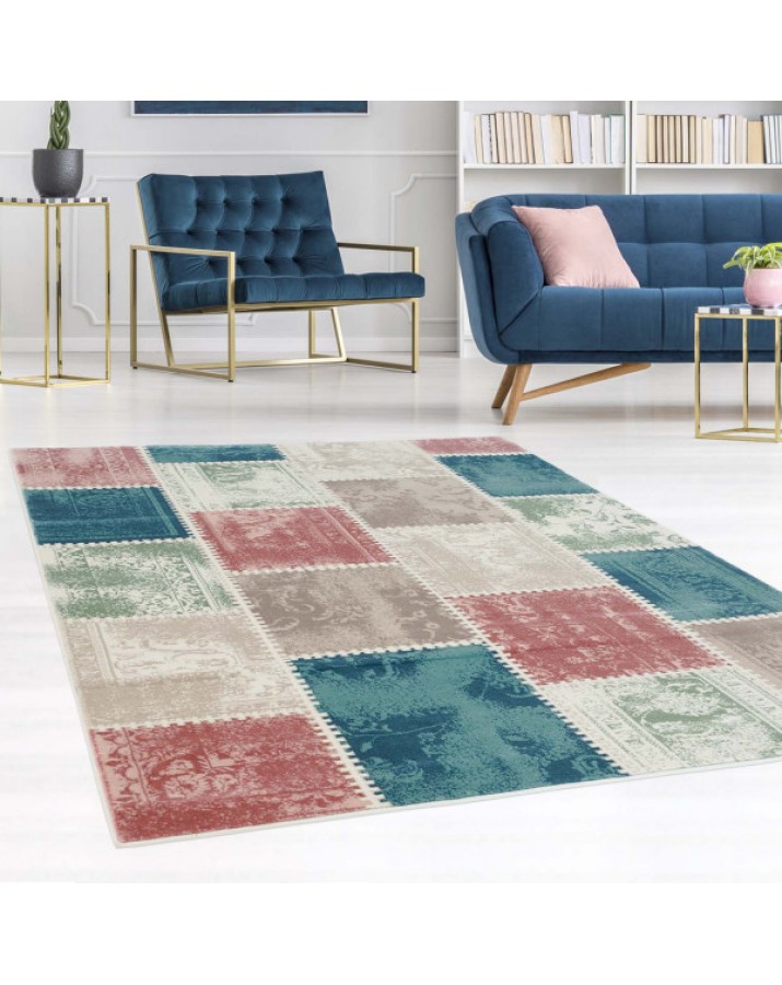 Margaspalvis patchwork stiliaus kilimas "Inspiration"